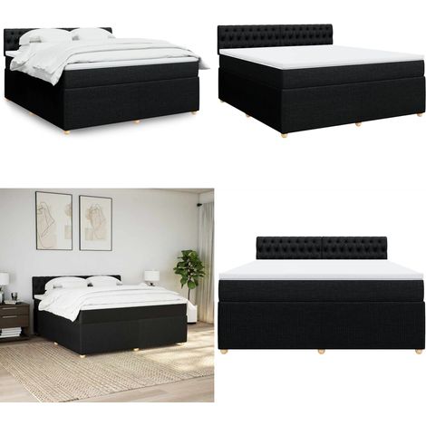 vidaXL Sommier à lattes de lit avec matelas Noir 180x200 cm Tissu (1/5)