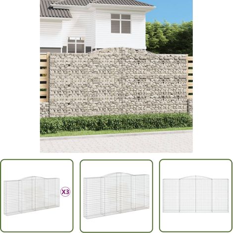 Paniers à gabions Jardinieres Mur en gabion Clôtures de gabion arqués 5 pcs 400x50x200/220 cm Fer galvanisé KOL8131 (1/5)