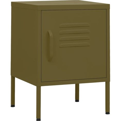 Maison Exclusive - Nachttische 2 Stk. Olivgrün 35x35x51 cm Stahl