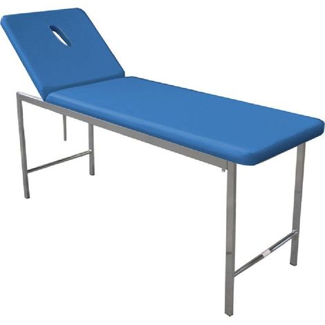GIMA 27405 Lettino Classico Visita, Cromato, Blu, Schienale con Foro, 1 Pezzo
