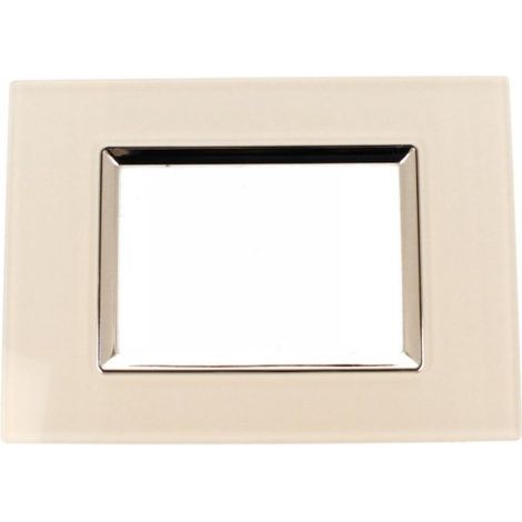 Placca Quadrata In Vetro Temperato MBL 3M Bianco Compatibile Bticino Living BLN84301