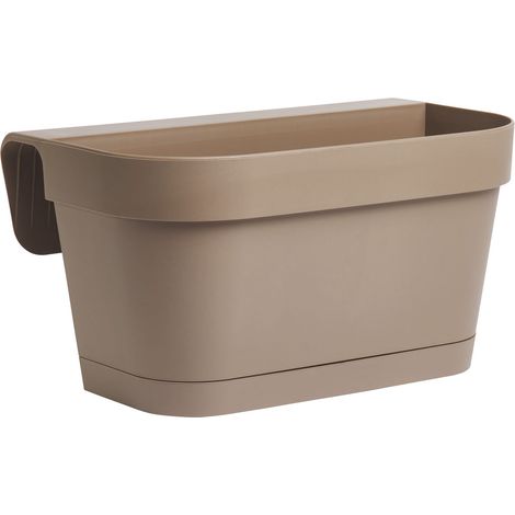 Balconiere B-Smart-Harz-Vase mit Untertasse und Abstandhalter - LightGray46x16x19 cm