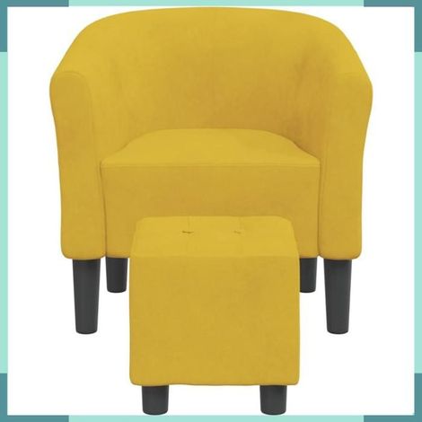 356456 Chaise cabriolet avec repose-pied jaune velours (1/5)