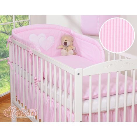 Juego de ropa de cama de 3 piezas 135x100 - Corazones y rayas rosas (1/5)