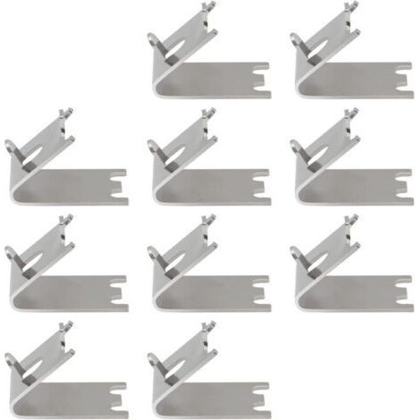 Ahlsen – Kühlschrank-Regalklammern aus Edelstahl – Packung mit 10 Haken 28 mm x 23 mm – Noppendesign für geschlitzte Pilaster (1/5)