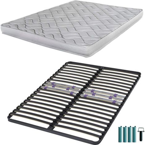 Matelas mousse + Sommier métal C223 140x190 Melissa - Hauteur 13 cm - Soutien ferme (1/5)