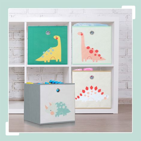 Juego de 4 cajas de almacenamiento infantiles plegables con diseños de animales (1/5)