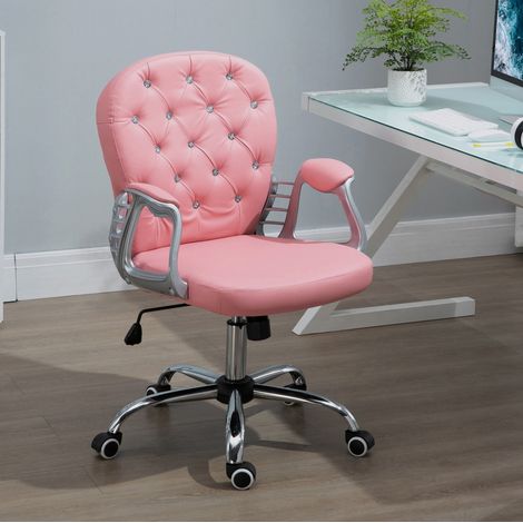 Sedia da ufficio ergonomica rosa in PU, altezza regolabile, 120 kg HAVRYA (1/5)