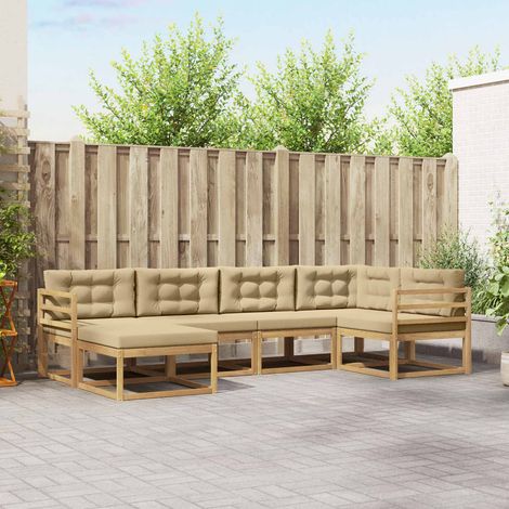 vidaXL Outdoor-Sofagarnitur mit Kissen 5 pcs Weiß und Beige Polyester (1/5)
