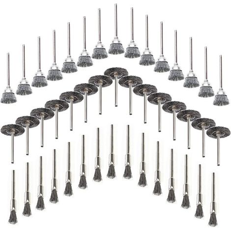 45 pièces Brosses Métalliques, Fil d'acier Inoxydable Métallique de Forage Brosses Rotatifs, pour Métal pour Perceuse Outils, Polissage, Dérouillage, Bois en Ébarbage