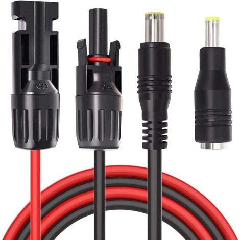 Connecteur de panneau solaire vers cable d'extension adaptateur DC 8 mm 16 AWG avec adaptateur DC 5,5 mm x 2,5 mm pour centrale électrique de secours portable GZ, générateurs solaires 6,23 pieds