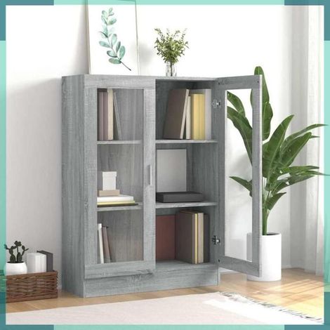 815619 Armoire à vitrine Sonoma gris 82,5x30,5x115cm Bois d'ingénierie (1/5)