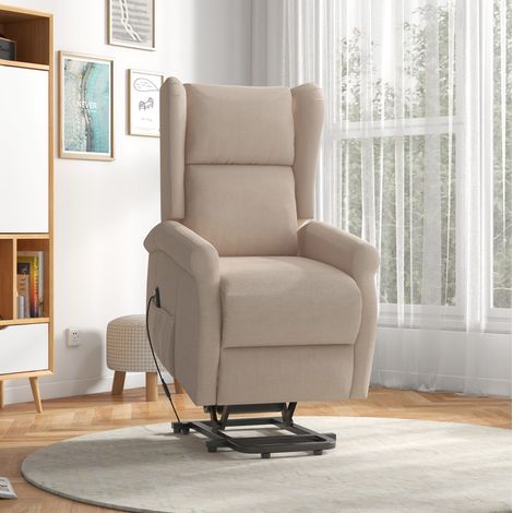 Poltrona relax elettrica con funzione alzapersona, crema, portata fino a 200 kg, OKWISH (1/5)