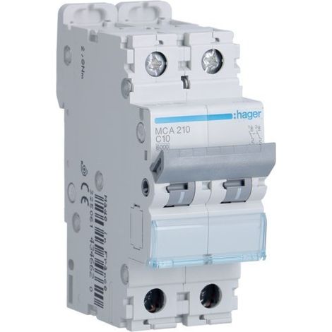 HAGER MCA210 Disjoncteur courbe M-C 6kA 2P 10A