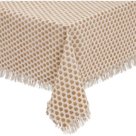 Nappe rectangulaire à franges Hindi Beige 250x150 cm (1/4)