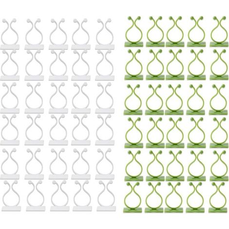 60 pièces Support Clips pour Plante Grimpante, Crochet Fixateur Mural Auto-adhésif, Tuteur Plante Grimpante, Accroche Plante Grimpante, Décoration de la Maison (Blanc, Vert) (1/5)