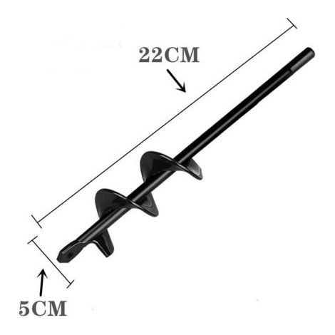 Auger, soil auger for fence installation, hand auger, small torsion bar auger, garden accessories, flower planting loosening (black - diameter 5 cm x lo (1/5)