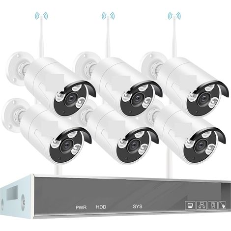 Système de caméra de sécurité à domicile H.265 système de vidéosurveillance sans fil 8CH 1080P NVR 2MP extérieur étanche Wifi IP caméra de sécurité Audio vidéo Kit de Surveillance ( Size : None , Colo (1/5)