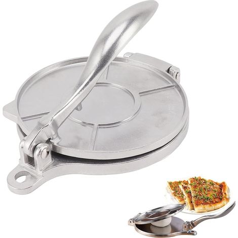 Presse à Tortillas - 1 Unité - Aluminium - Pour Farine et Maïs - Tacos Quesadillas Rotis - 16 cm Argent (1/5)