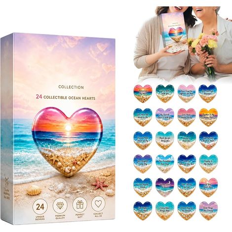 Cœur en Verre 24 pièces de décoration sur le thème de l'océan  Ornement de coeur en verre Convient pour les adultes, femmes, hommes, , la , les fêtes et anniversaires (1/5)