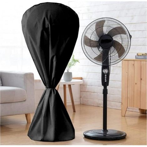 Funda impermeable, a prueba de polvo y humedad para ventilador eléctrico con cierre de velcro para uso interior o exterior, color negro. (1/5)