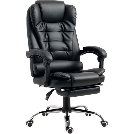 Fauteuil de direction bureau ergonomique inclinable grand confort roulettes PU noir dossier haut repose lombaire télétravail gaming