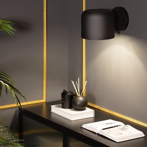 Lampe murale métal Bedourie noir – Design élégant – Compatible ampoule E27 – Pour espaces variés comme salons et bureaux (1/5)