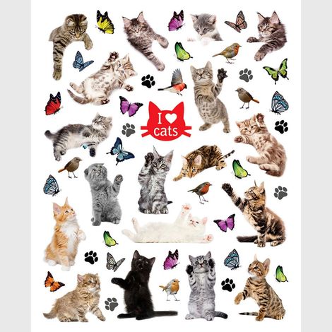 Sticker - Chats et papillons - 14x20 cm (1/3)