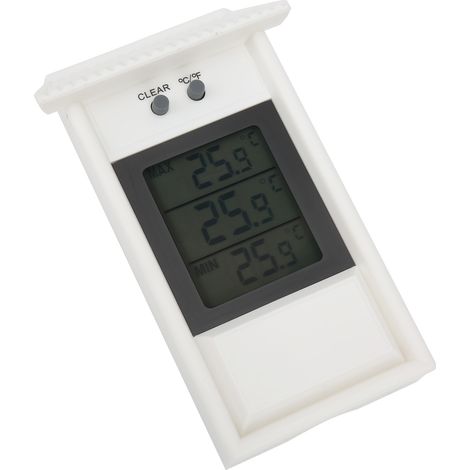 Digitales Thermometer für den Außenbereich, wasserdicht, weiß, mit Haken (1/5)