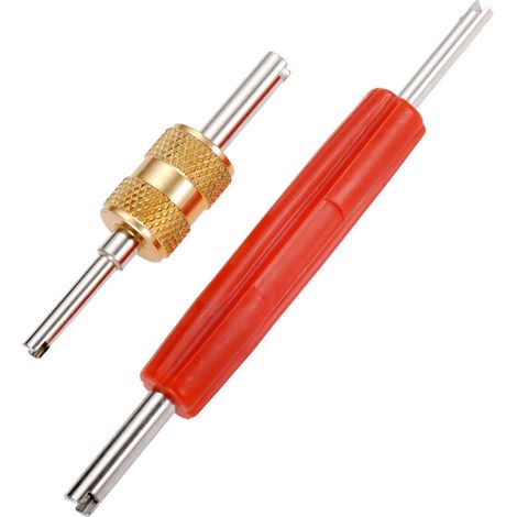 Car Air Conditioner Valve Core Schrader Remover Tool, A/C R134a R12 HVAC Double Head Valve Core Repair Tools for Car Truck, 2Pcs Install and Remove Tool (1/5)