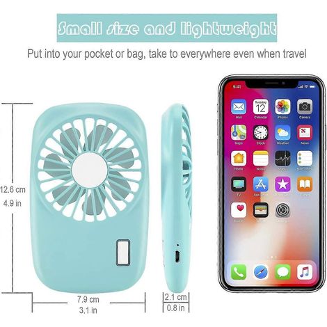 Ventilateur portable mini puissant, petit format, vitesse réglable, rechargeable par USB, idéal pour enfants, femmes et hommes, à la maison, au bureau ou en voyage. Parfait pour la maison, le bureau o (1/4)