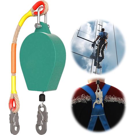 Antichute a Rappel Automatique 10m, Dispositif Anti Chute a Rappel Automatique, Ligne de Vie Auto-Rétractable, Harnais de Securite Anti Chute Professionnel, Charge Maximale 150 kg (1/5)
