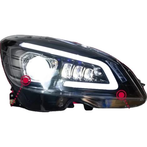 Ensemble de phares, compatible avec Benz W204 2007-2011, technologie LED, installation facile, lentille de projecteur à faisceau de croisement Angel Eye, TOUT LED (1/2)