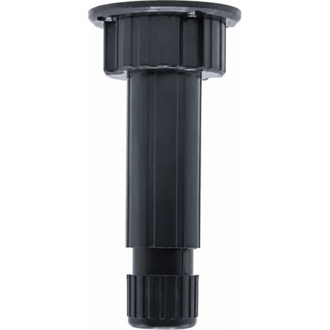 Piede per piedistallo cilindrico da cucina, D. 28mm x H. 100 mm, piastra di base D. 60 mm, plastica nera (1/3)