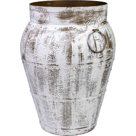 Jarrón de metal envejecido blanco 45x45x60h cm