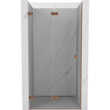 Mexen Lunar-F puertas de ducha plegables izquierda 80 cm, transparente, cobre cepillado - 836-080-000-65-00-L (1/5)