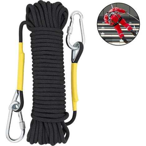 Corde d'escalade statique noire (10 m) - Accessoires et équipement de corde (1/4)