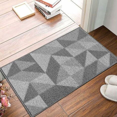 Rutschfeste Fußmatte für den Innenbereich, 60 x 90 cm, weich, maschinenwaschbar, saugfähig und strapazierfähig, grau. Auch als Fußmatte für den Außenbereich geeignet, z. B. für Eingang, Treppe, Flur u (1/5)
