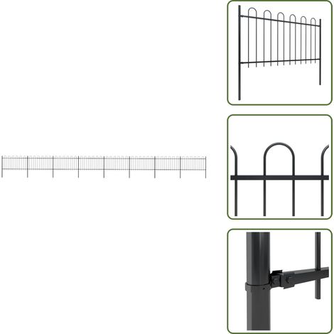 Gartenzaun mit Bügel-Design Stahl 13,6 x 1 m Schwarz - Gartenzaun - Stahlezaunt - Metallzaun - Zaun Schwarz - Sicherheitszaun (1/5)