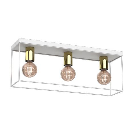 Plafonnier moderne rectangulaire blanc/or Homen 3xE27