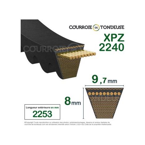Courroie type trapézoïdale crantée XPZ2240