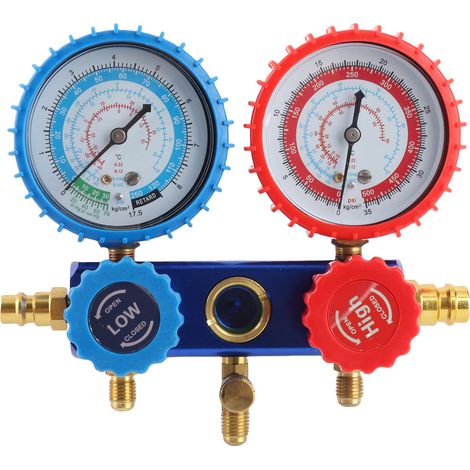 Kit de vannes pour manomètres à double raccord, outil de diagnostic pour la climatisation et la réfrigération, compatible R22 et R134a (1/5)