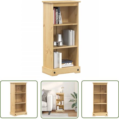 The Living Store Bibliothèque Corona 46x29x100 cm bois de pin massif - Bibliothèque Design - Bibliothèque Bois - Bibliothèque Moderne - Étagère Murale - Meuble Rangement (1/5)