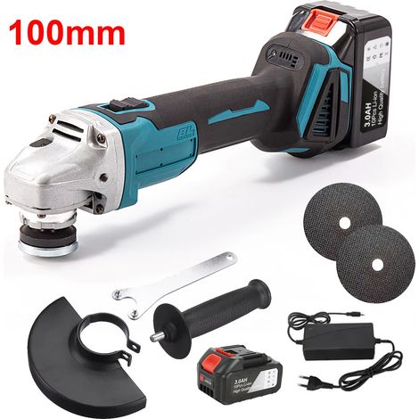 Meuleuse d’angle sans fil 100 mm 18V – 800W, 10 000 tr/min, compatible Makita 18V, 1 battery incluses, pour meulage, découpe et polissage (1/5)
