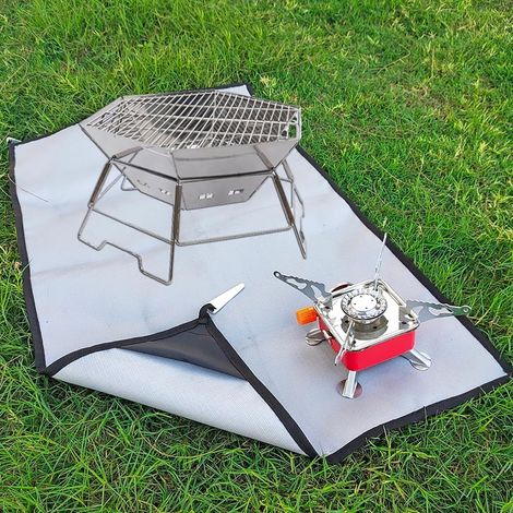 Tapis ignifuge pour barbecue, tapis de protection pour pelouse (argent 50x80cm) (1/5)