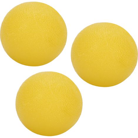 Lot de 3 balles de musculation pour les mains, pour hommes et femmes, pour le fitness et l'exercice des doigts (rondelles), jaunes (1/5)