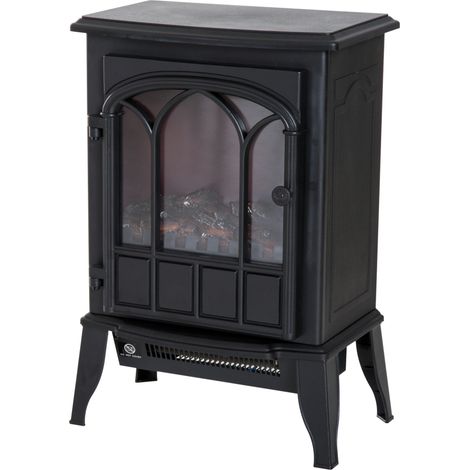 Cheminée électrique sur pied puissance 1000 w 2000 w effet flamme luminosité réglable température et protection contre la surchauffe 39 x 23 x 56 5 cm noire (1/5)