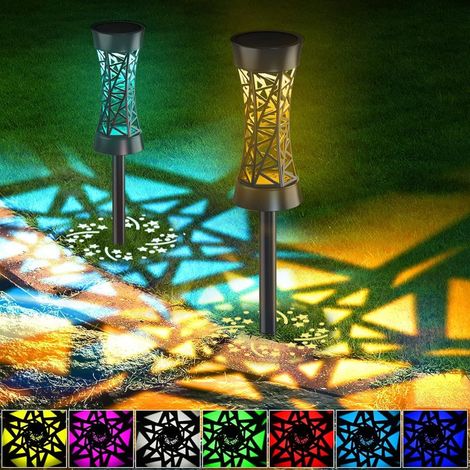 Lampe Solaire - 2 Modes RGB et Blanc Chaud - IP65 Étanche - Pour Allée Terrasse Jardin Pelouse - 600 mAh - 9 à 13 H Autonomie (1/5)