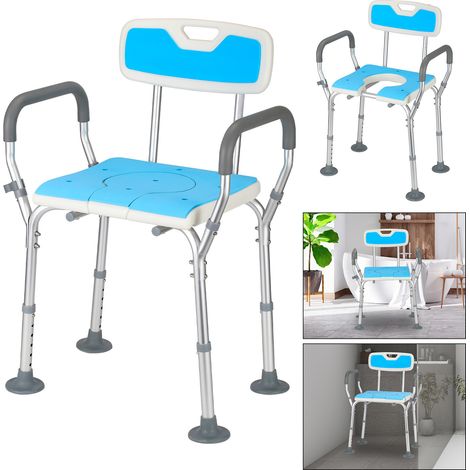 TolleTour Silla de Ducha 3 en 1 Multifuncional con Respaldo y Cojín, Asiento de Inodoro Ajustable, Antideslizante, 135kg (1/5)
