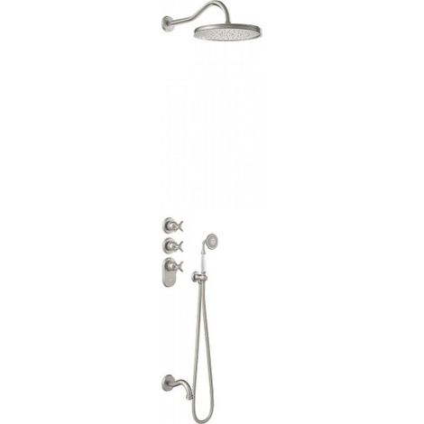 Kit thermostatique baignoire encastré avec fermeture et réglage du débit (2 voies) - TRES 24235301AC Acier